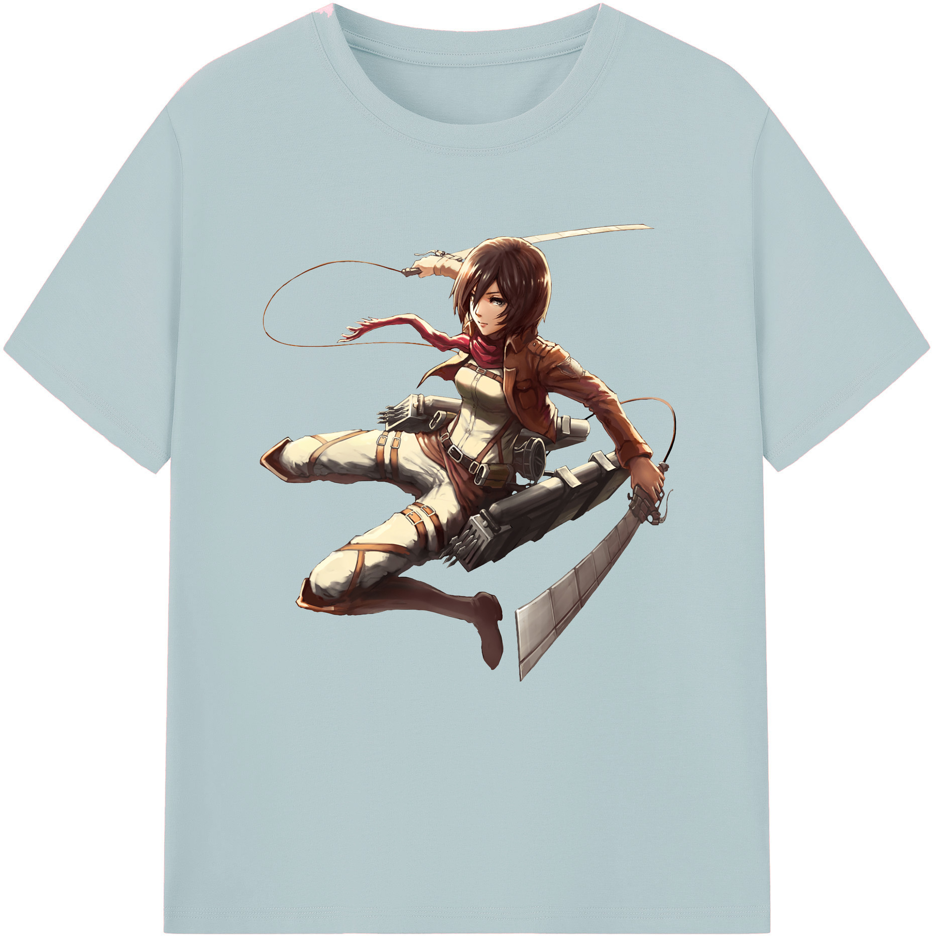 （画像用） 進撃の巨人 ミカサ·アッカーマン Attack on Titan Mikasa Ackerman 綿100％半袖Tシャツ（フロントプリント）